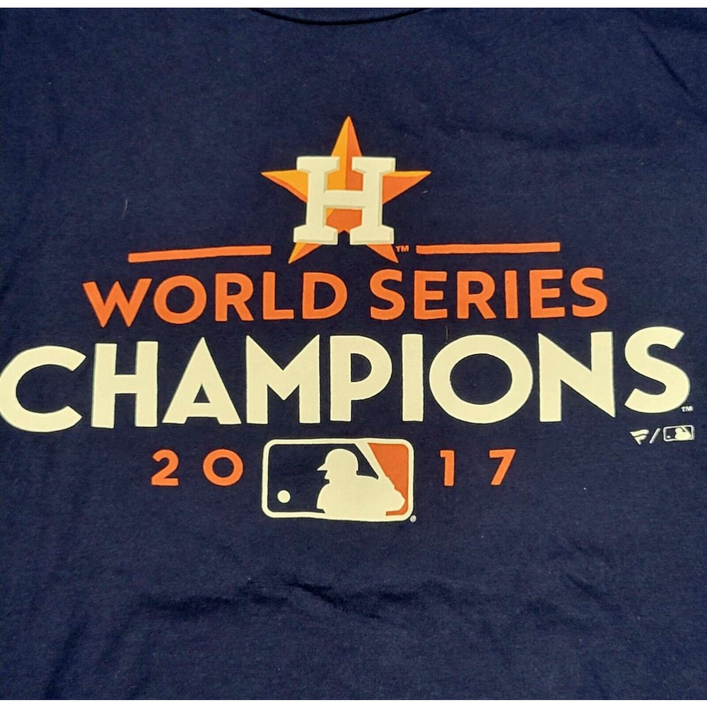 Houston Astros Shirt Mens Large Blue 2017 World Series Champions Lineup MLB